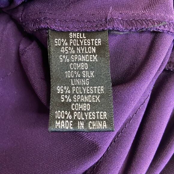 Adrianna Papell Tiered Ruffle‎ Metallic Iridescent Silk Purple Dress Women's 8 - Picture 9 of 16